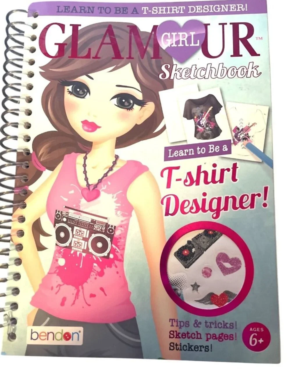 Glamour Girl T-Shirt Designer Crafts Sketchbook Bendon For Ages 6+ Stickers Tips